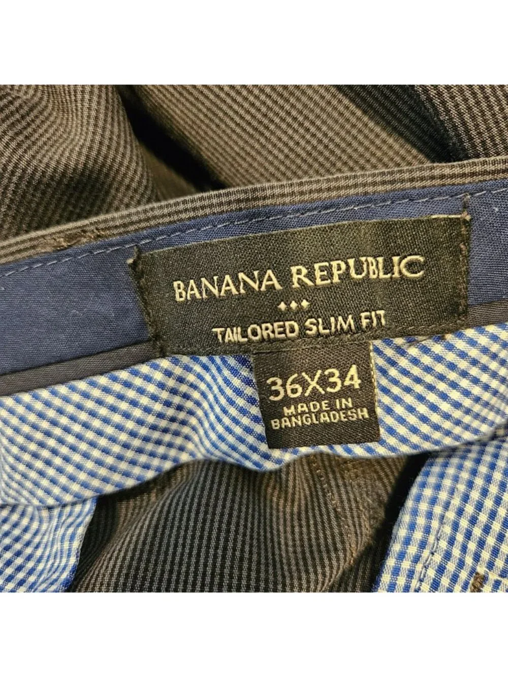 Banana Republic Tailored Slim Fit Mens Dress Pants 36x34 Gray Micro Houndstooth